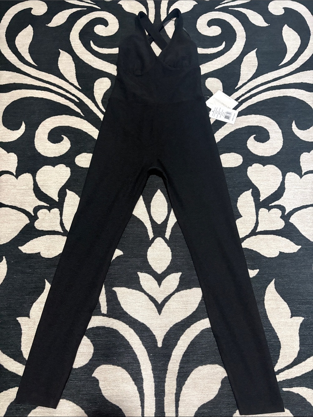 Beyond Yoga Black Cross-Back V-Neck Jumpsuit